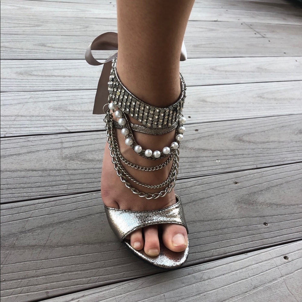 3-way silver heels